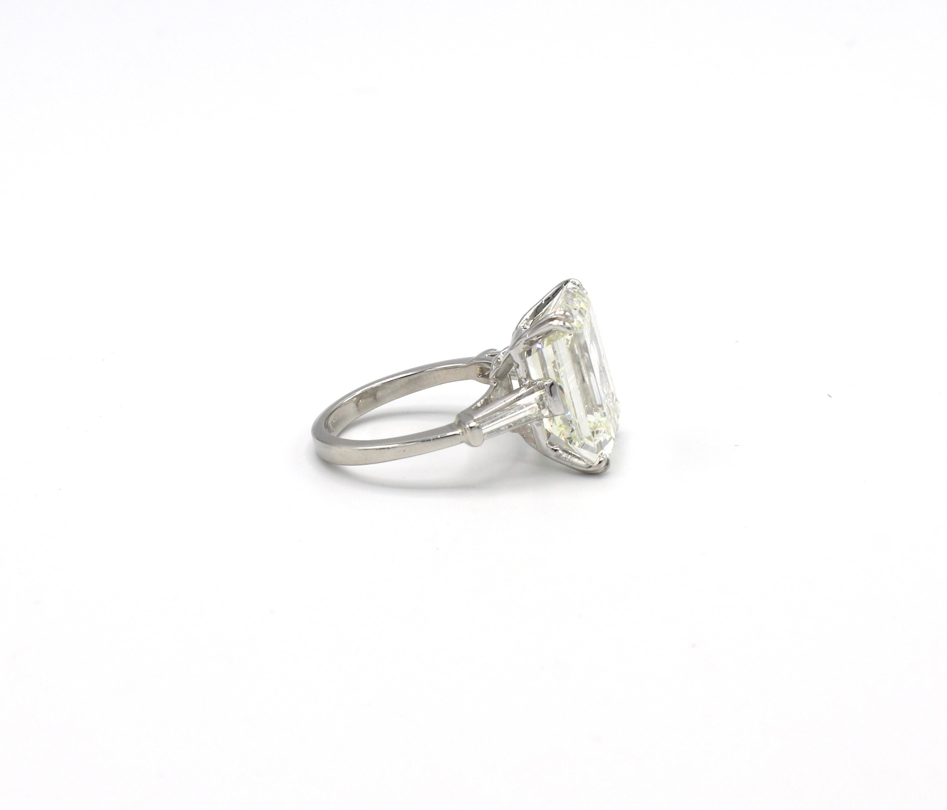 GIA Certified 12.33 Carat Emerald Cut Diamond Engagement Ring Platinum 1