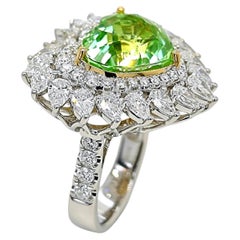 GIA Certified 12.38 Carat Paraiba Tourmaline Diamond White and Yellow Gold Ring