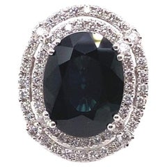 GIA Certified 12.38 Carat Natural Blue Sapphire No Heat 14k Ring