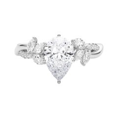 Anello con diamante GIA certificato 1,23ct Pear Entwined Garden Flower Vine