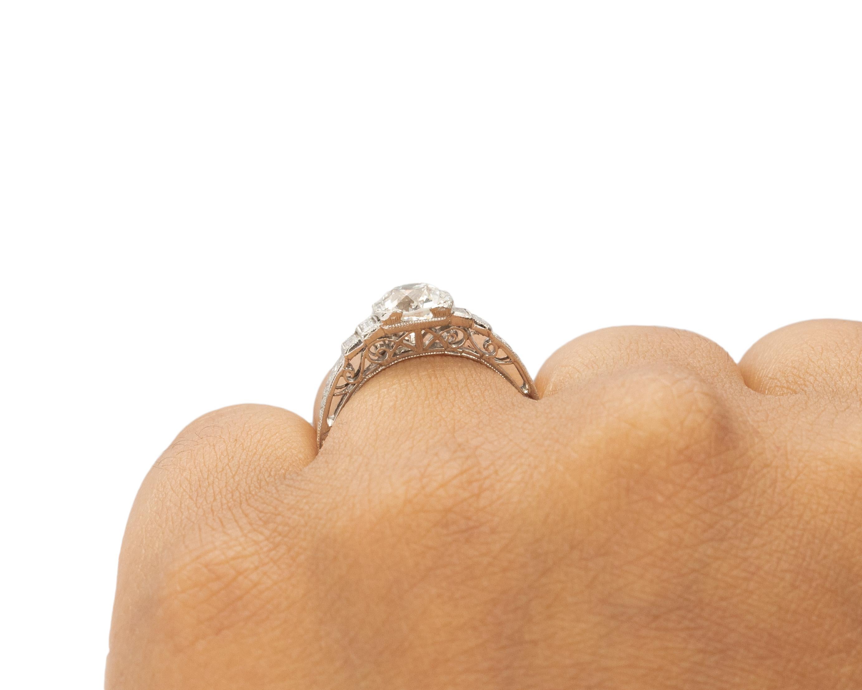 Women's GIA Certified 1.24 Carat Art Deco Diamond Platinum Engagement Ring For Sale