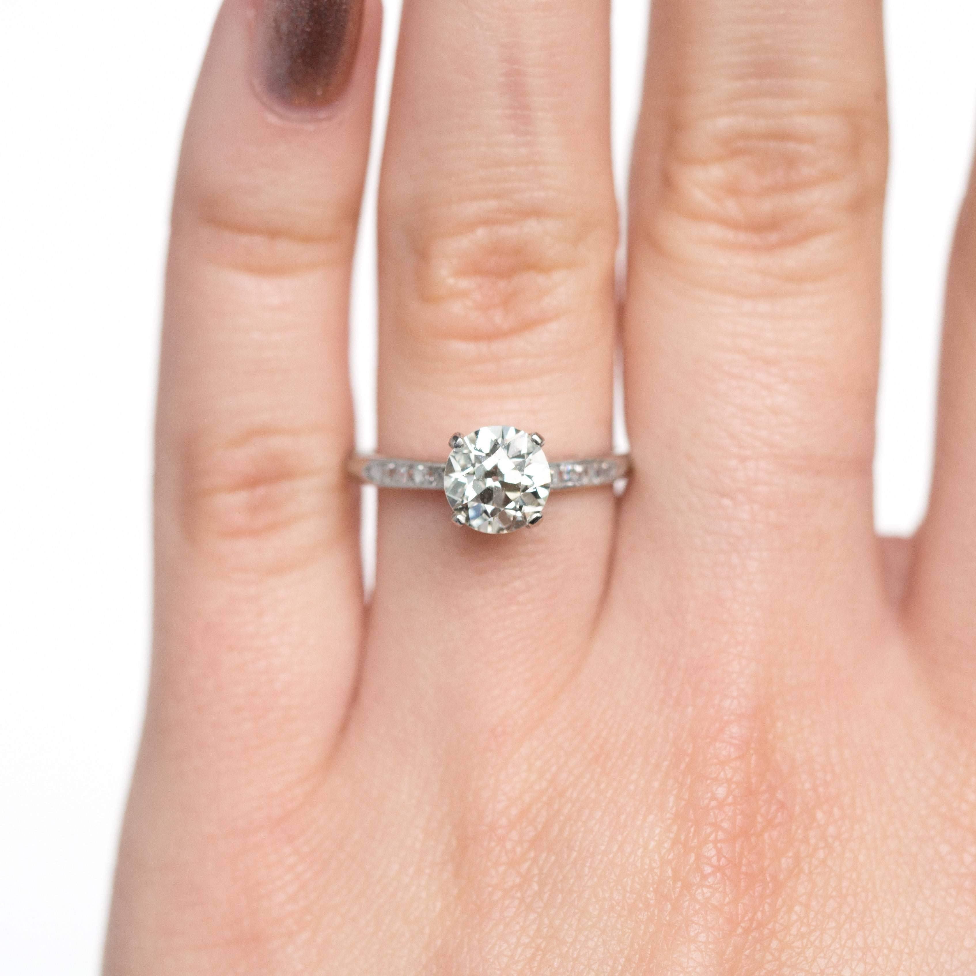 Art Deco GIA Certified 1.24 Carat Diamond Platinum Engagement Ring For Sale