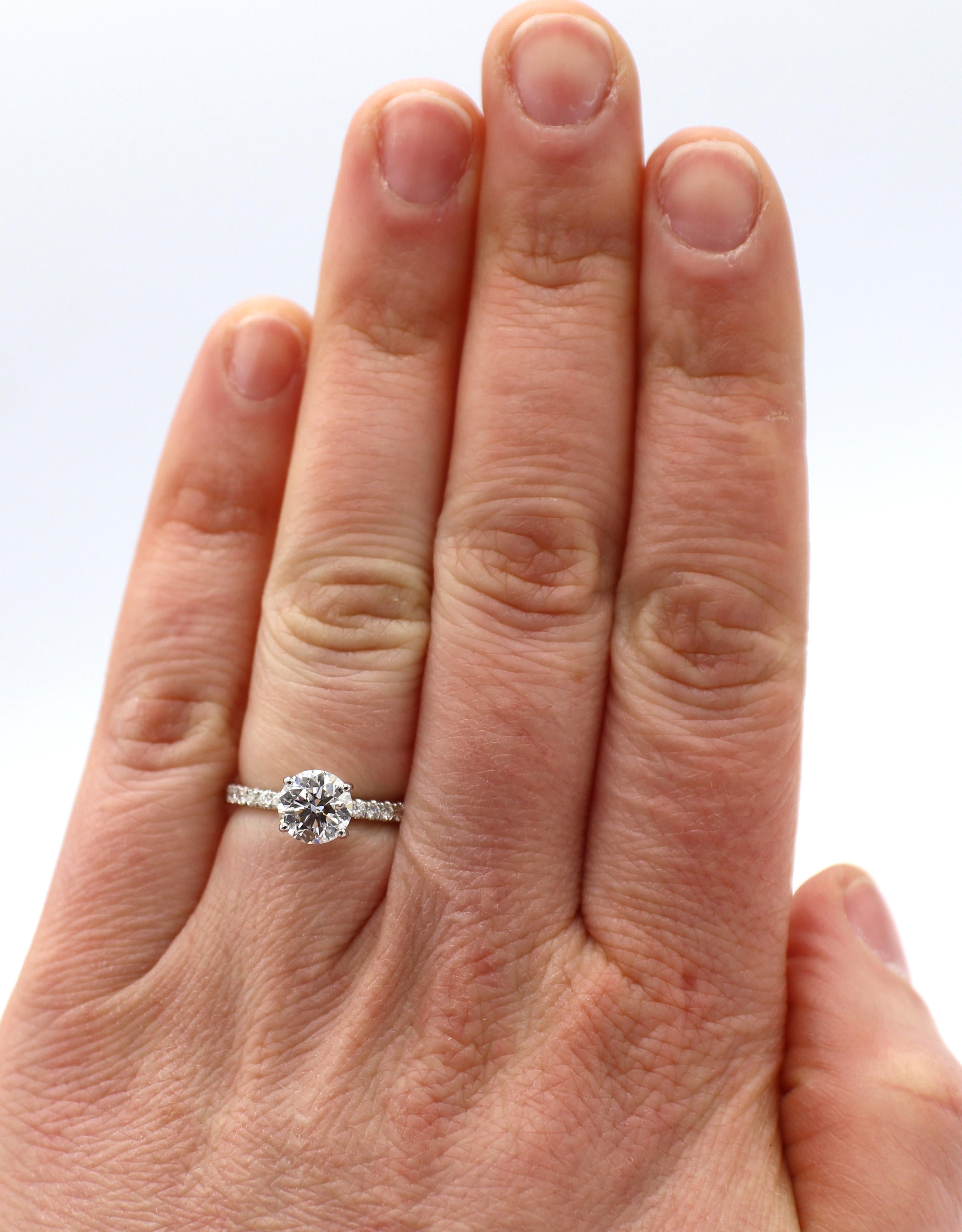 Modern GIA Certified 1.24 Carat F SI2 Round Diamond Engagement Ring