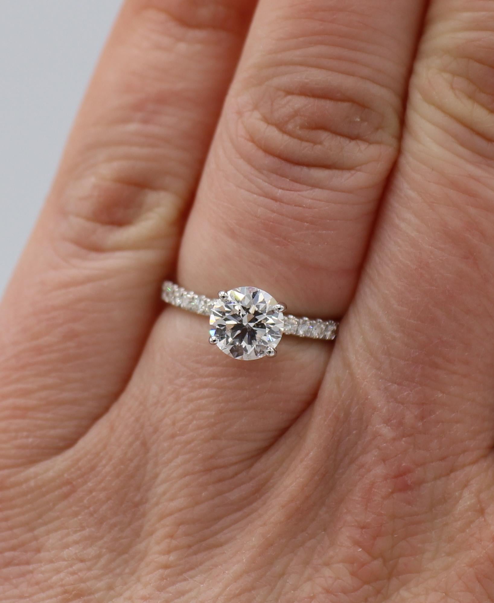 Round Cut GIA Certified 1.24 Carat F SI2 Round Diamond Engagement Ring