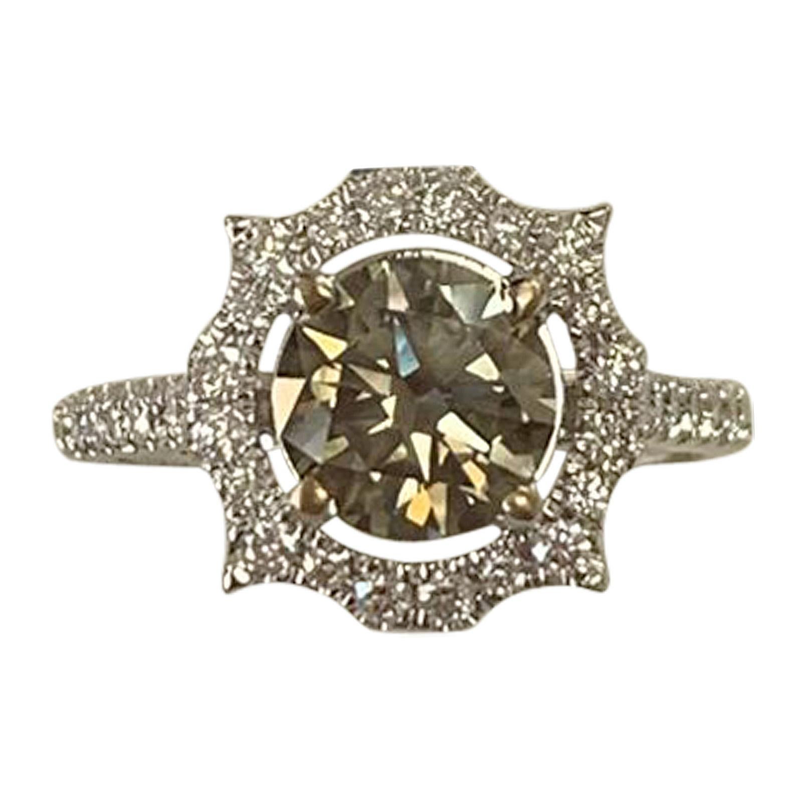 GIA Certified 1.24 Carat Fancy Dark Gray Round Diamond Ring 18 Karat White Gold