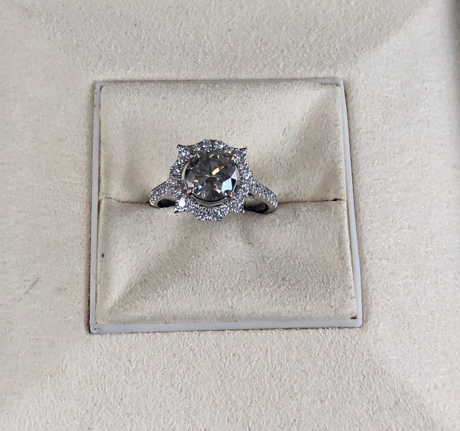 GIA Certified 1.24 Carat Fancy Dark Gray Round Diamond Ring 18 Karat White Gold In New Condition In Great Neck, NY