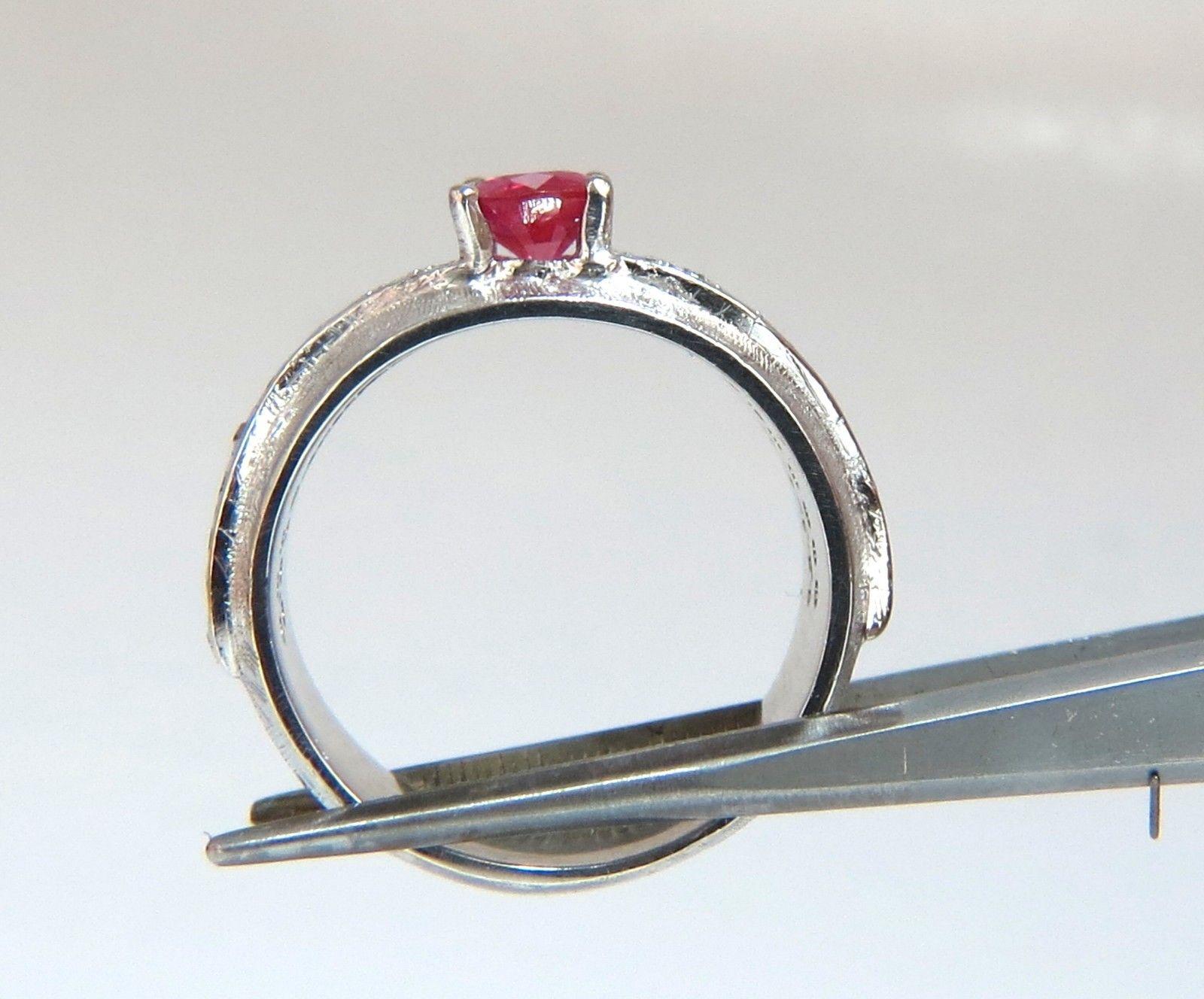 GIA Certified: 1.24ct natural No heat Mozambique Ruby & .50ct diamonds ring. H-color Vs-2 clarity. 14kt. white gold. Item: 14.2gms .$3000

Ruby on Wide Band & Diamond Wave

GIA certified:

1.24ct. Natural Oval cut Ruby &

 .50ct diamonds