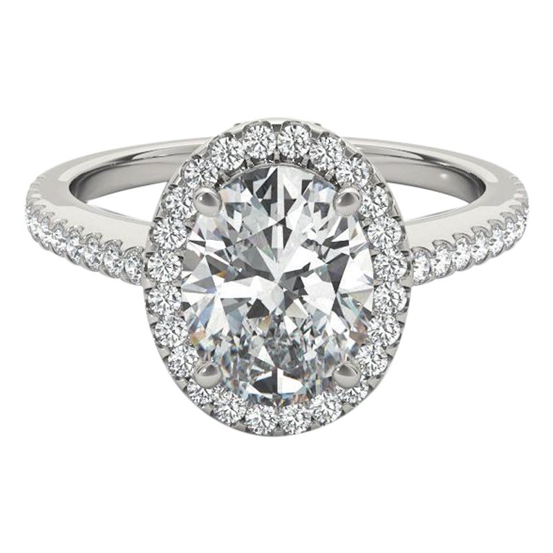 Panier filigrané ovale Halo certifié GIA de 1.24 carats  Bague en diamant