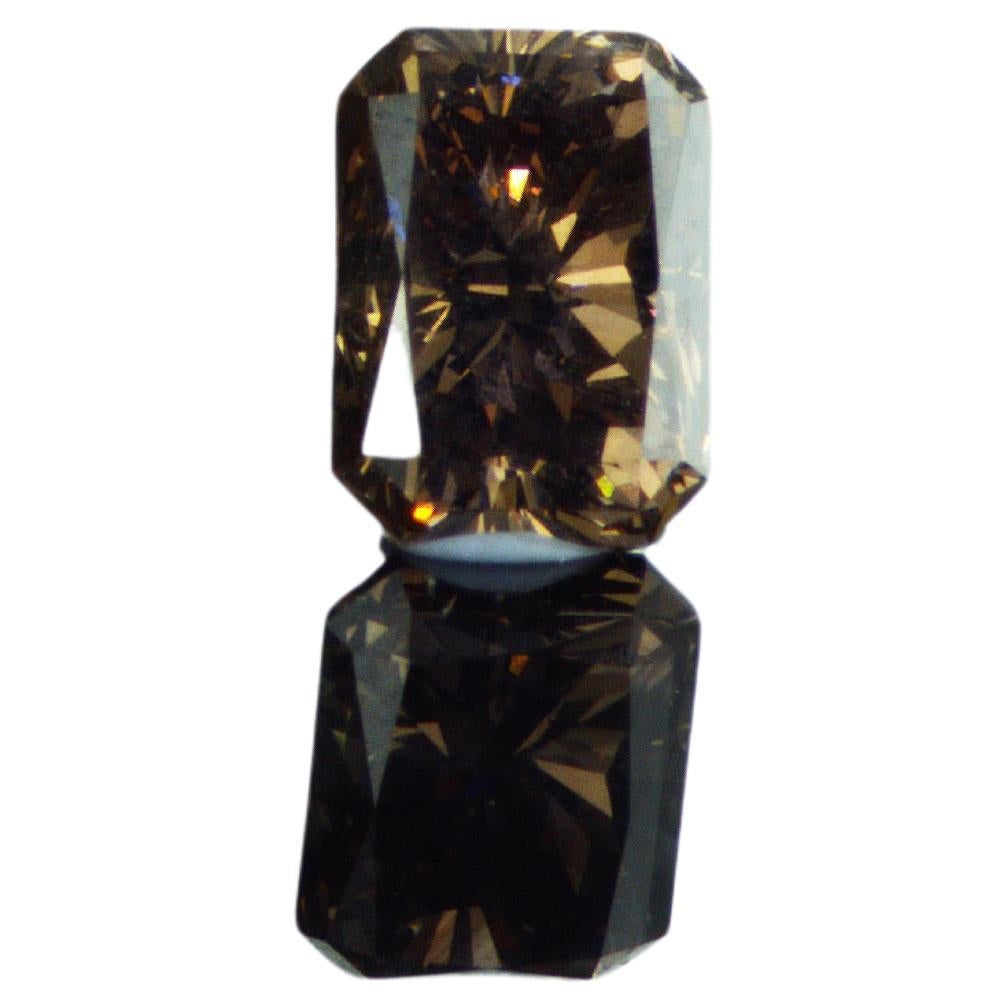 Diamant certifié GIA de 1,24 carat à taille rectangulaire, de couleur naturelle brun foncé orangé