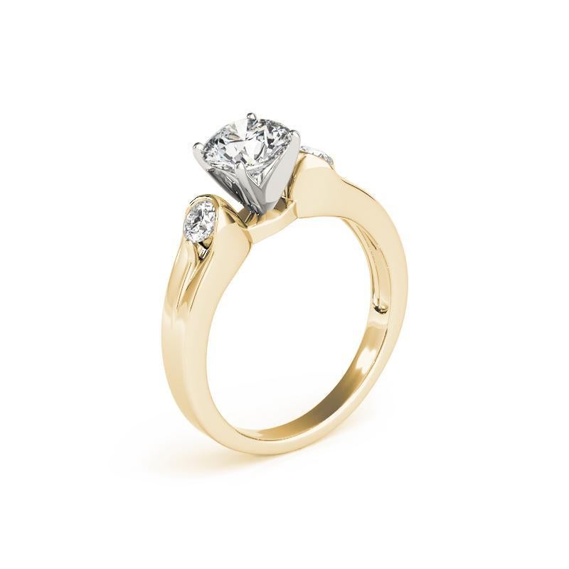 Donna Anello con diamante a tre pietre in oro giallo con castone rotondo da 1,24 carati certificato GIA in vendita