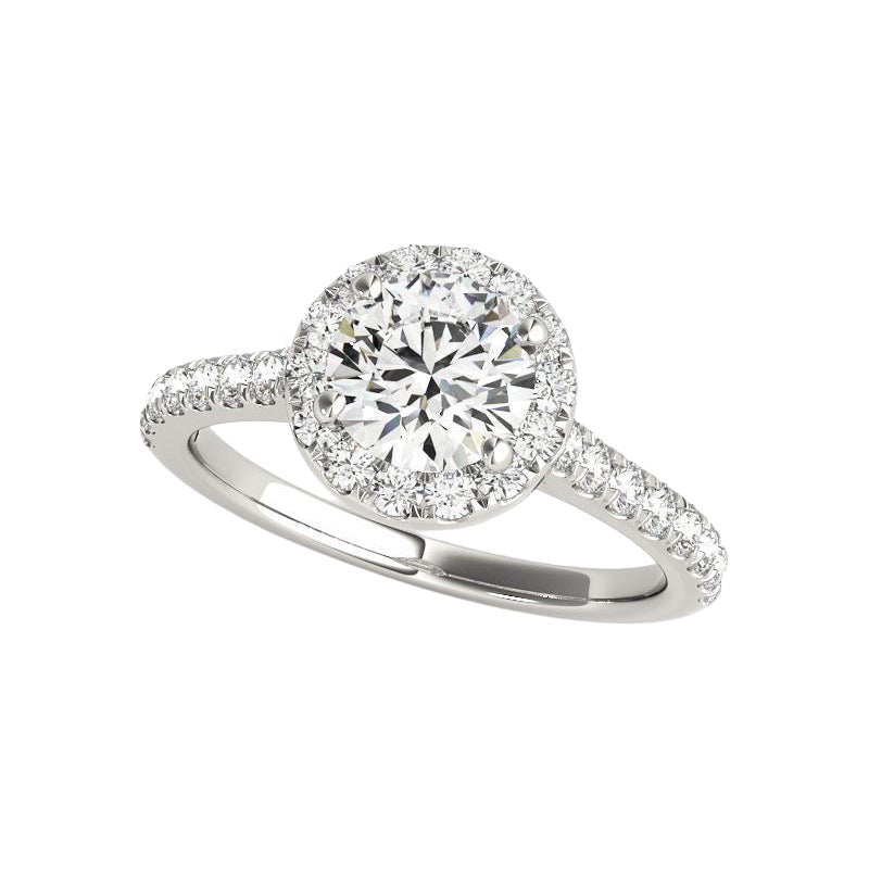 GIA Certified 1.24 Carat Round Halo Side Stone Cathedral Diamond Ring