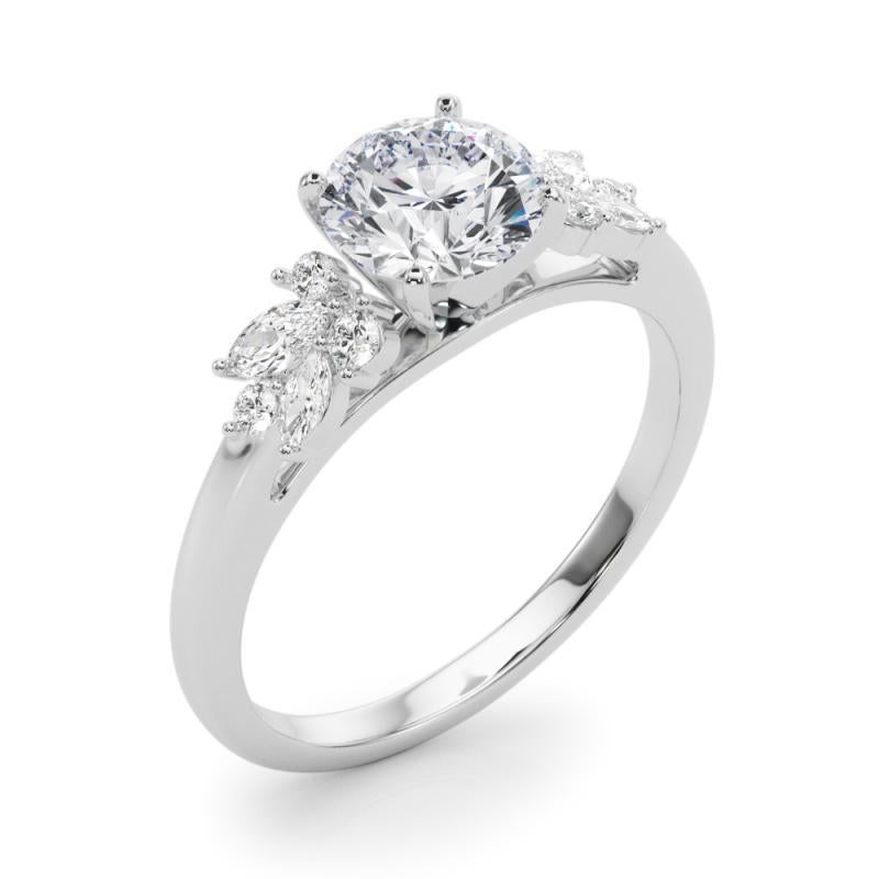 Donna Anello di diamanti in platino con cluster di foglie rotonde da 1,24 carati certificato GIA in vendita
