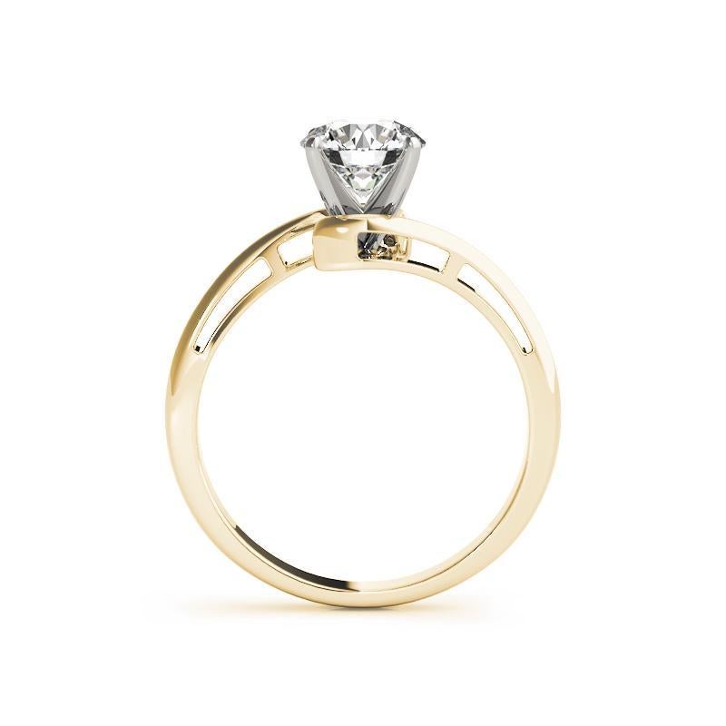 Anillo de diamantes curvado bypass redondo solitario de 1,24 quilates certificado por el GIA Corte redondo en venta