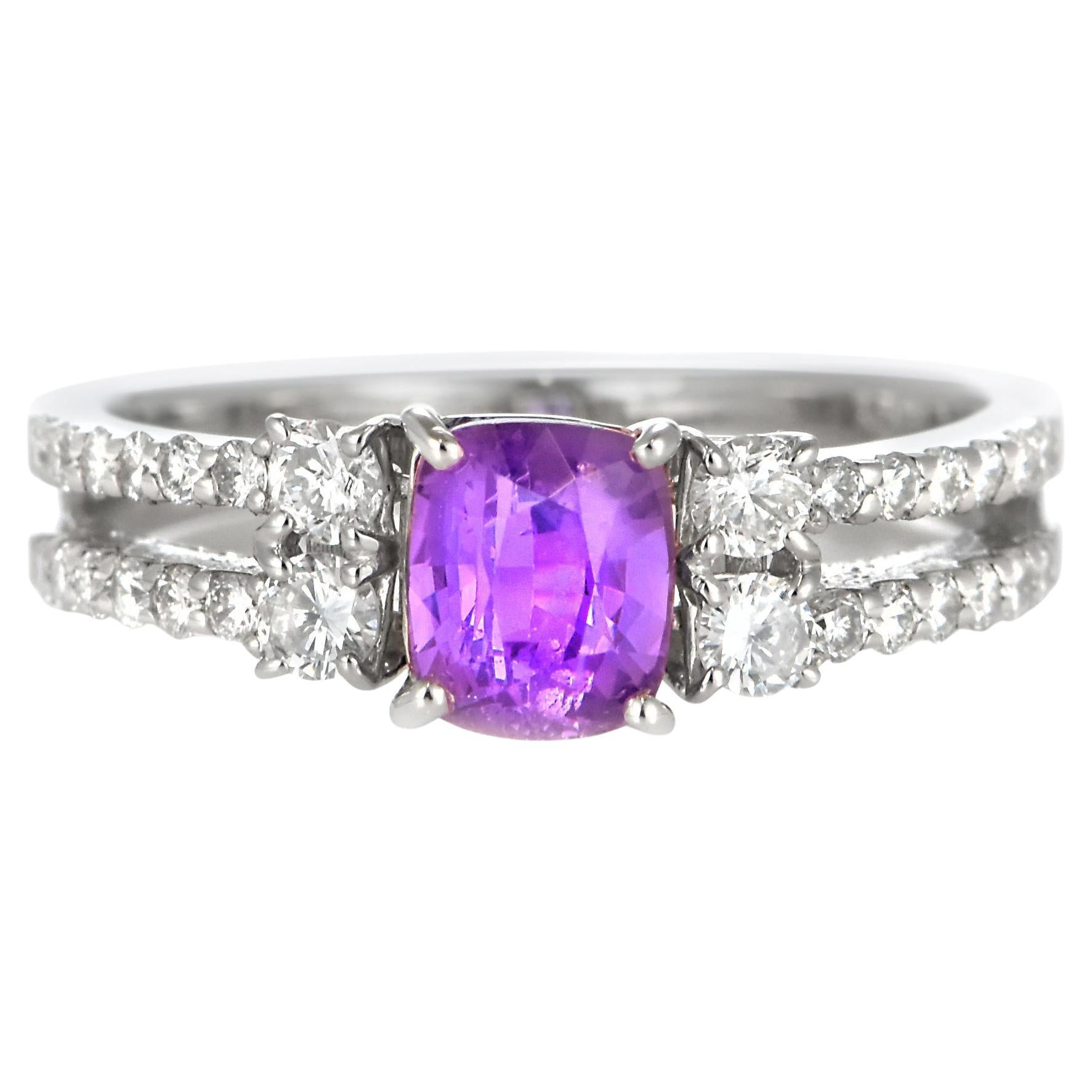 GIA Certified 1.24 Carat Unheated Pink Sapphire
Diamond Ring Made in Platinum
