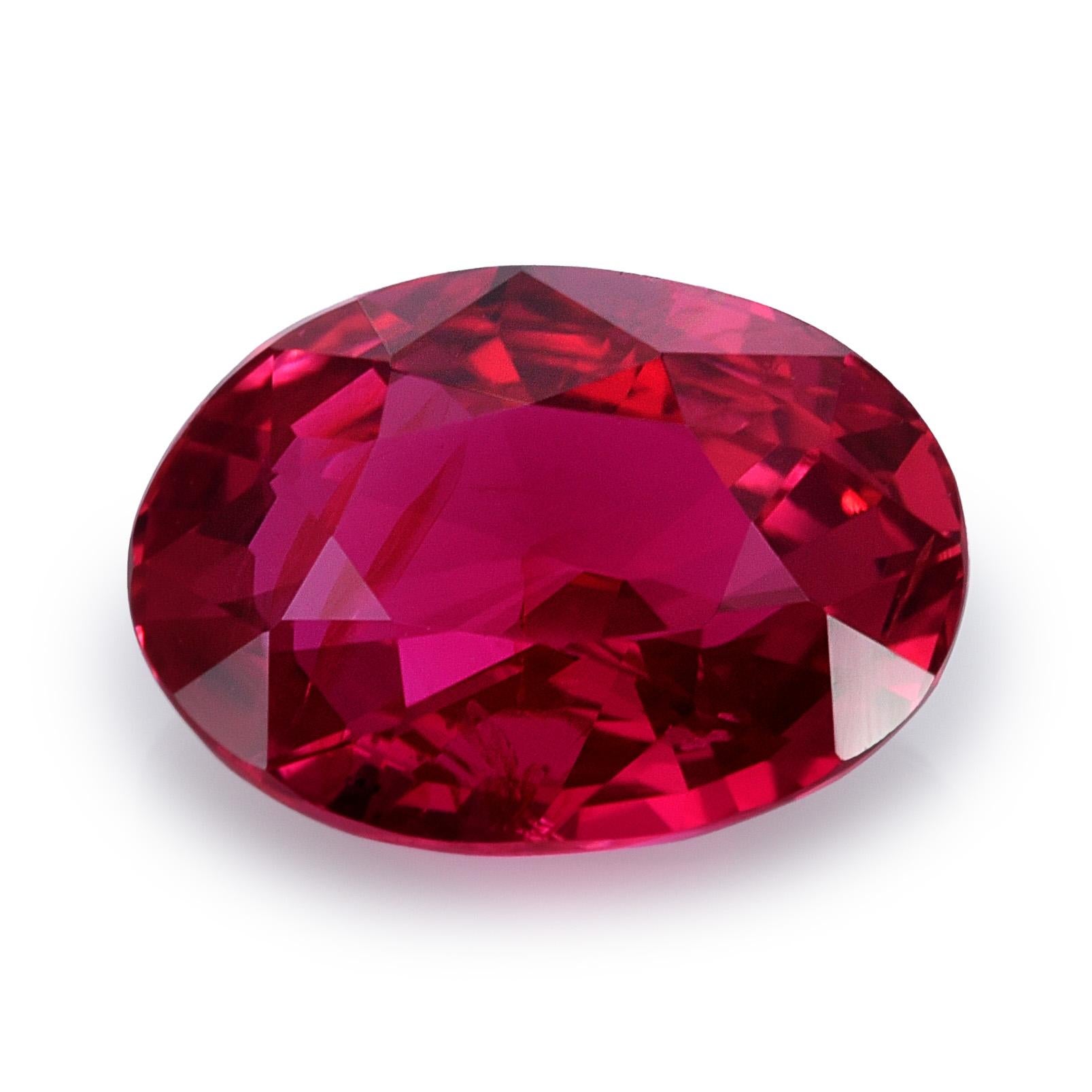 Women's or Men's GIA Certified 1.24 Carats Unheated Mozambique Ruby For Sale