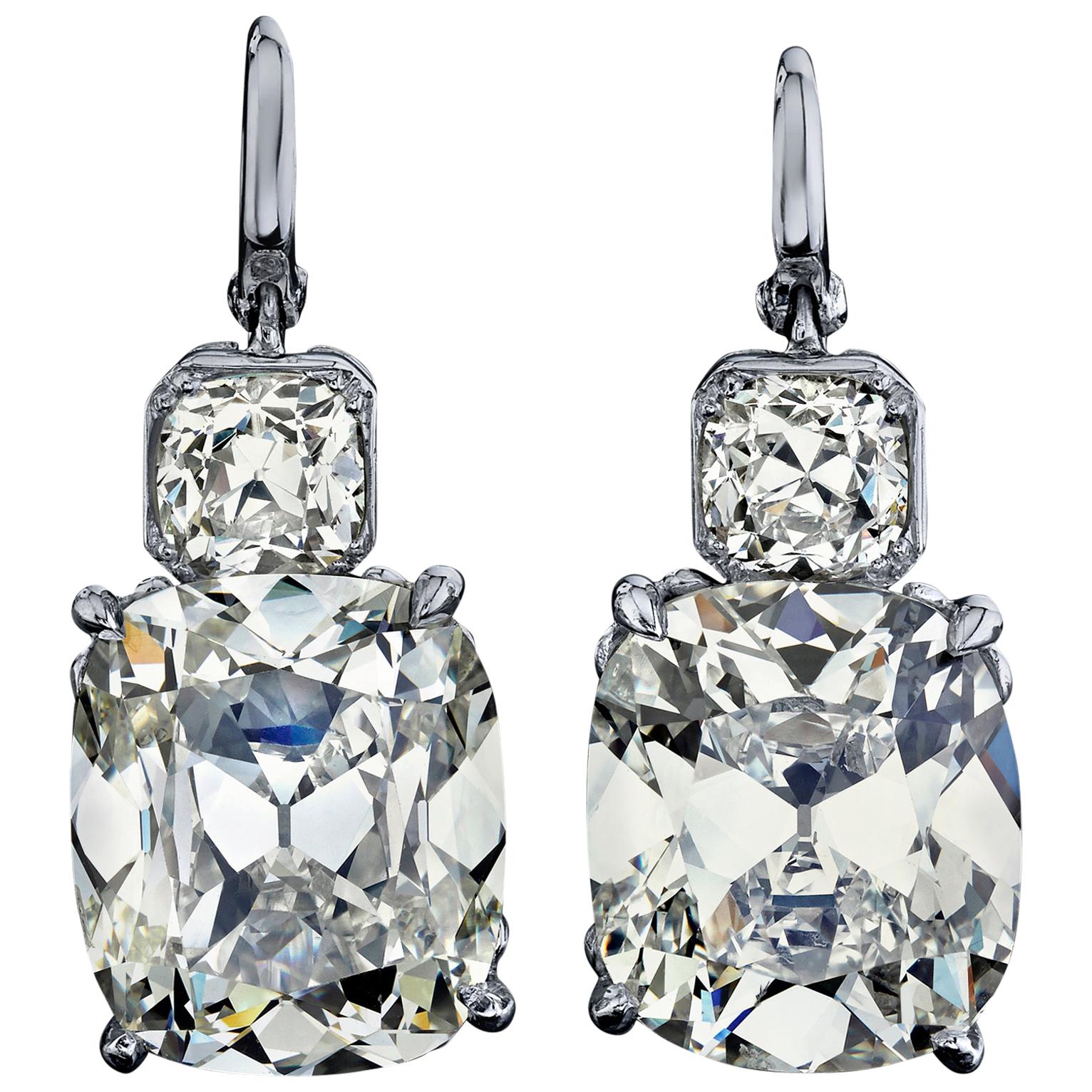 GIA Certified 12.41 Carat Vintage Oscar Heyman Earrings