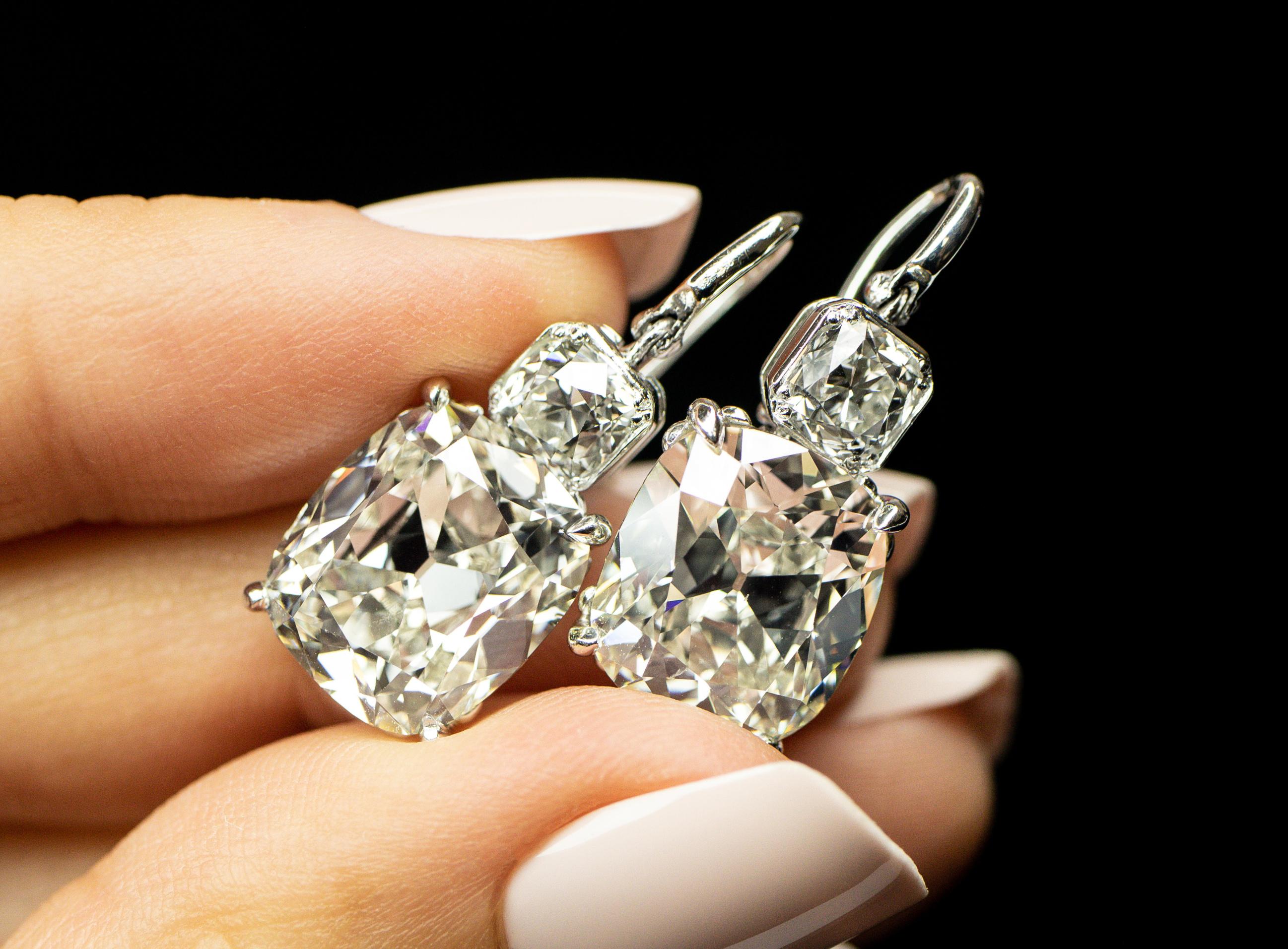 GIA Certified 12.41 Carat Vintage Oscar Heyman Earrings In Excellent Condition In Calabasas, CA