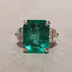 GIA Certified 12.49ct Colombian Emerald & Diamond Ring in Platinum