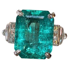 GIA Certified 12.49ct Colombian Emerald & Diamond Ring in Platinum
