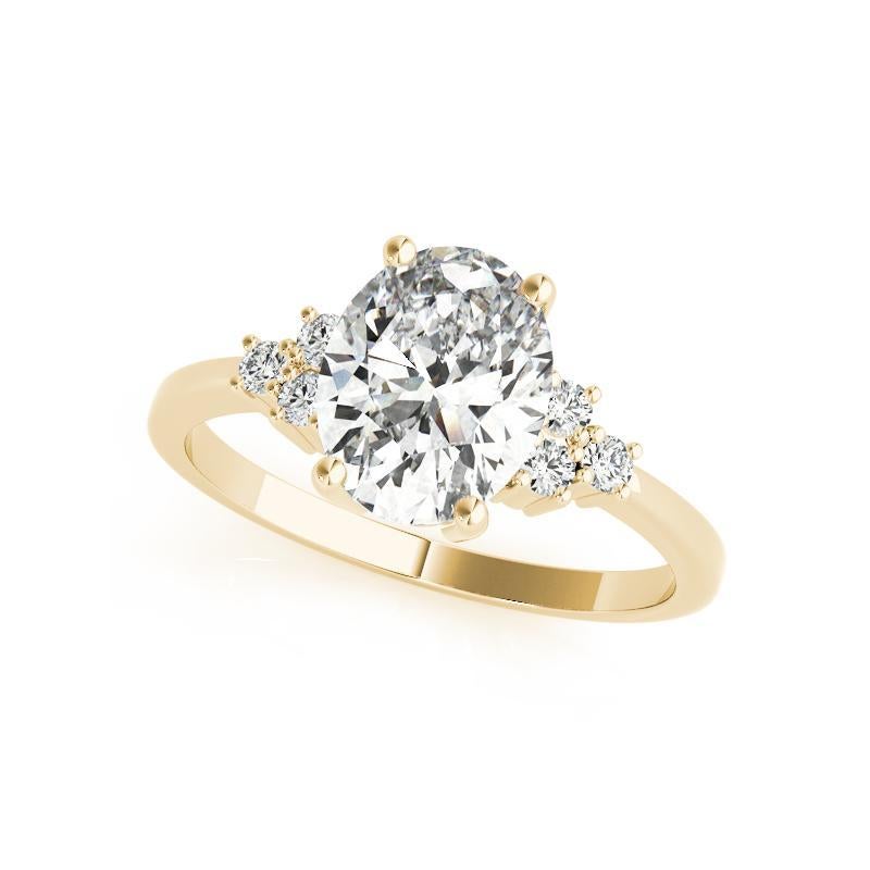 Taglio ovale GIA Certified 1.24ct Oval Classic Cluster Multi-Stone Diamond Ring in vendita