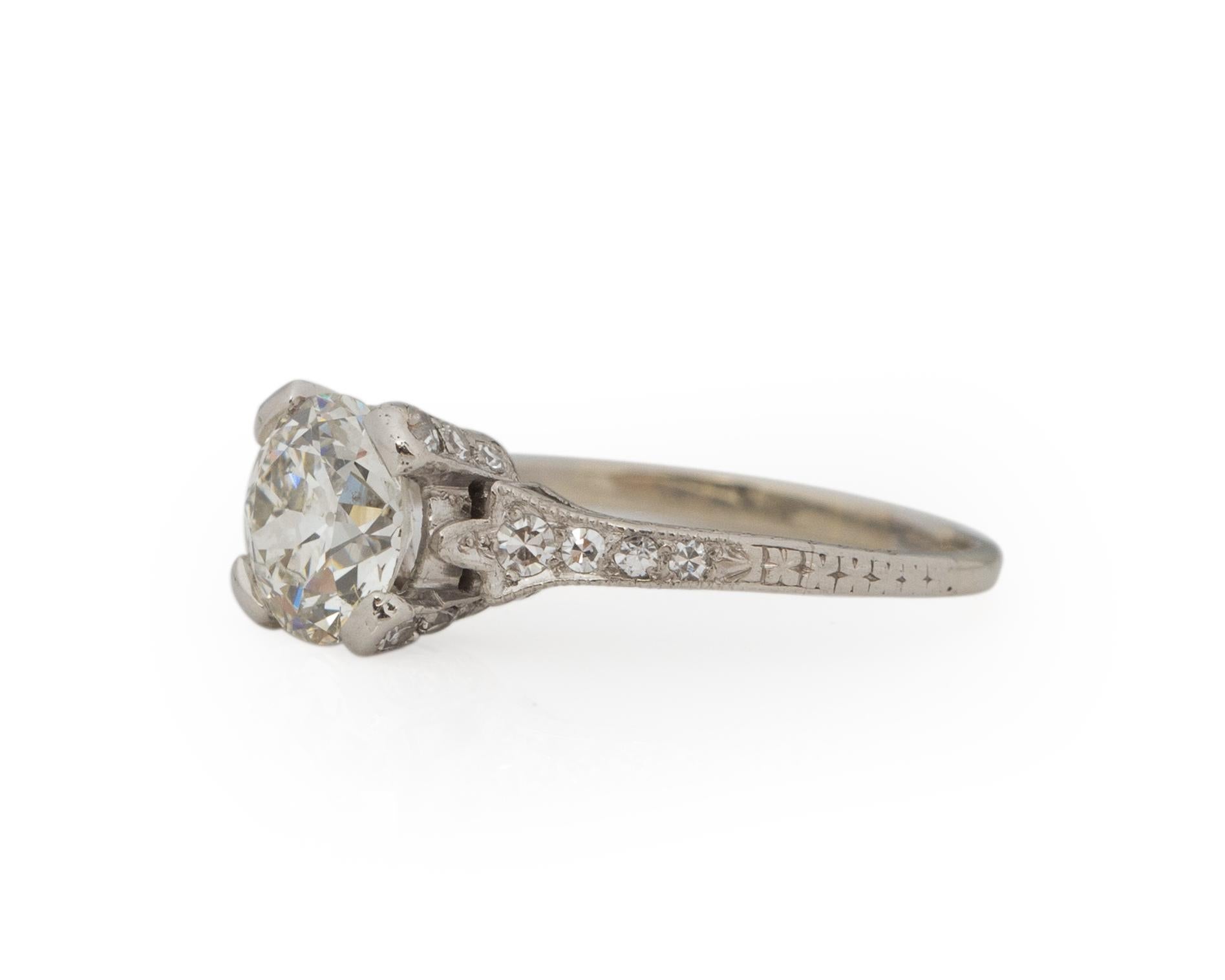 GIA zertifizierter 1,25 Karat Art Deco Diamant Platin Verlobungsring (Art déco) im Angebot