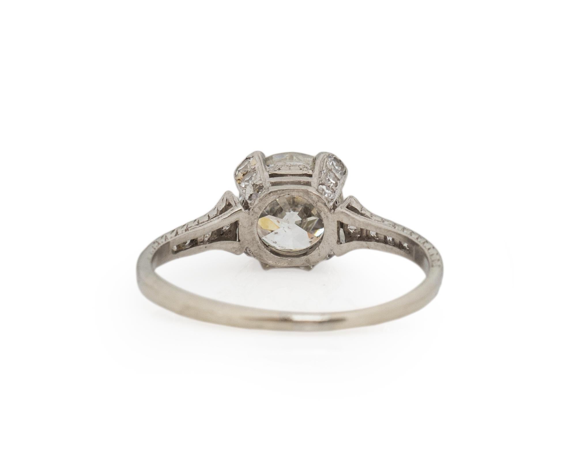 GIA zertifizierter 1,25 Karat Art Deco Diamant Platin Verlobungsring (Alteuropäischer Schliff) im Angebot