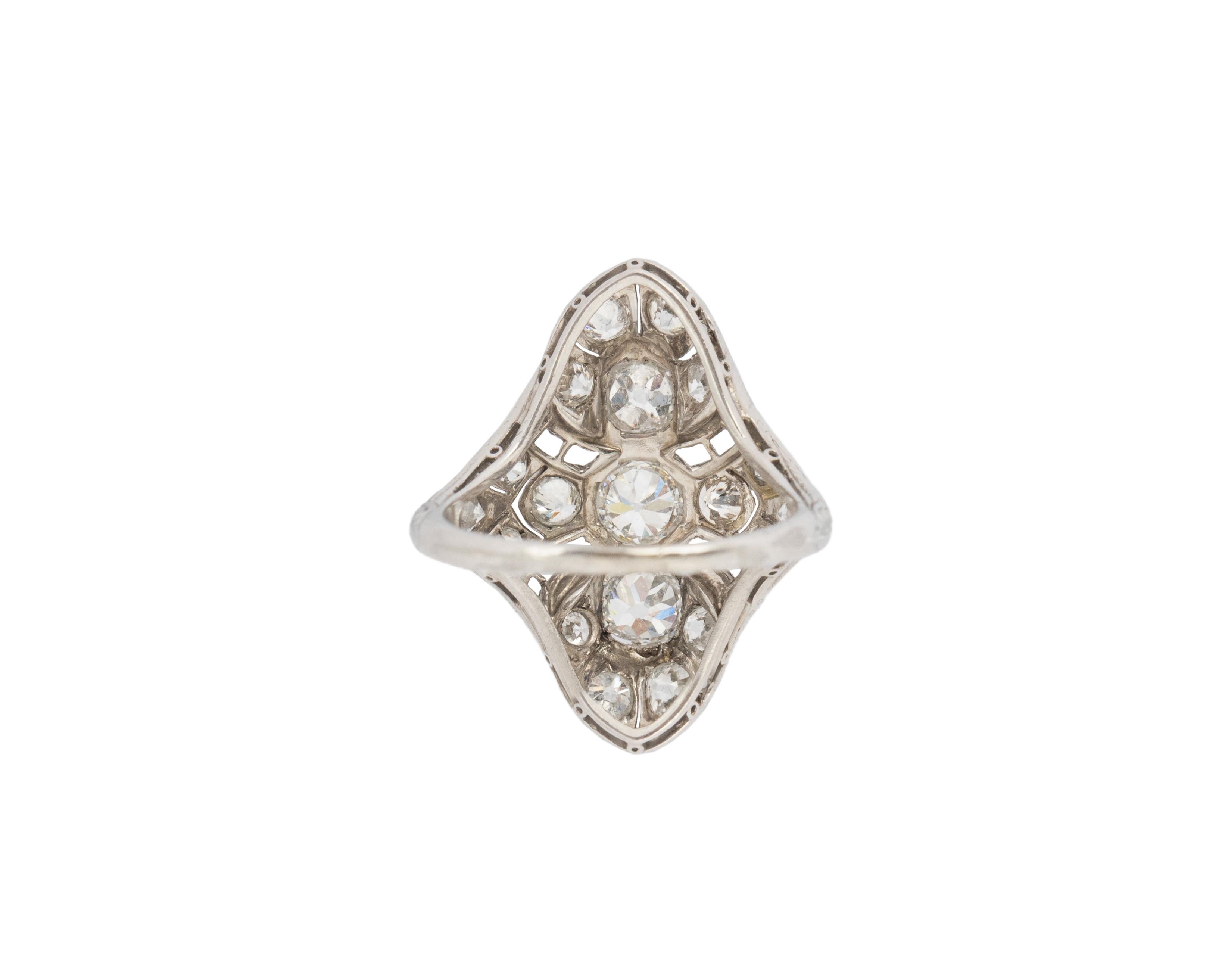 GIA Certified 1.25 Carat Art Deco Diamond Platinum Engagement Ring In Good Condition For Sale In Atlanta, GA