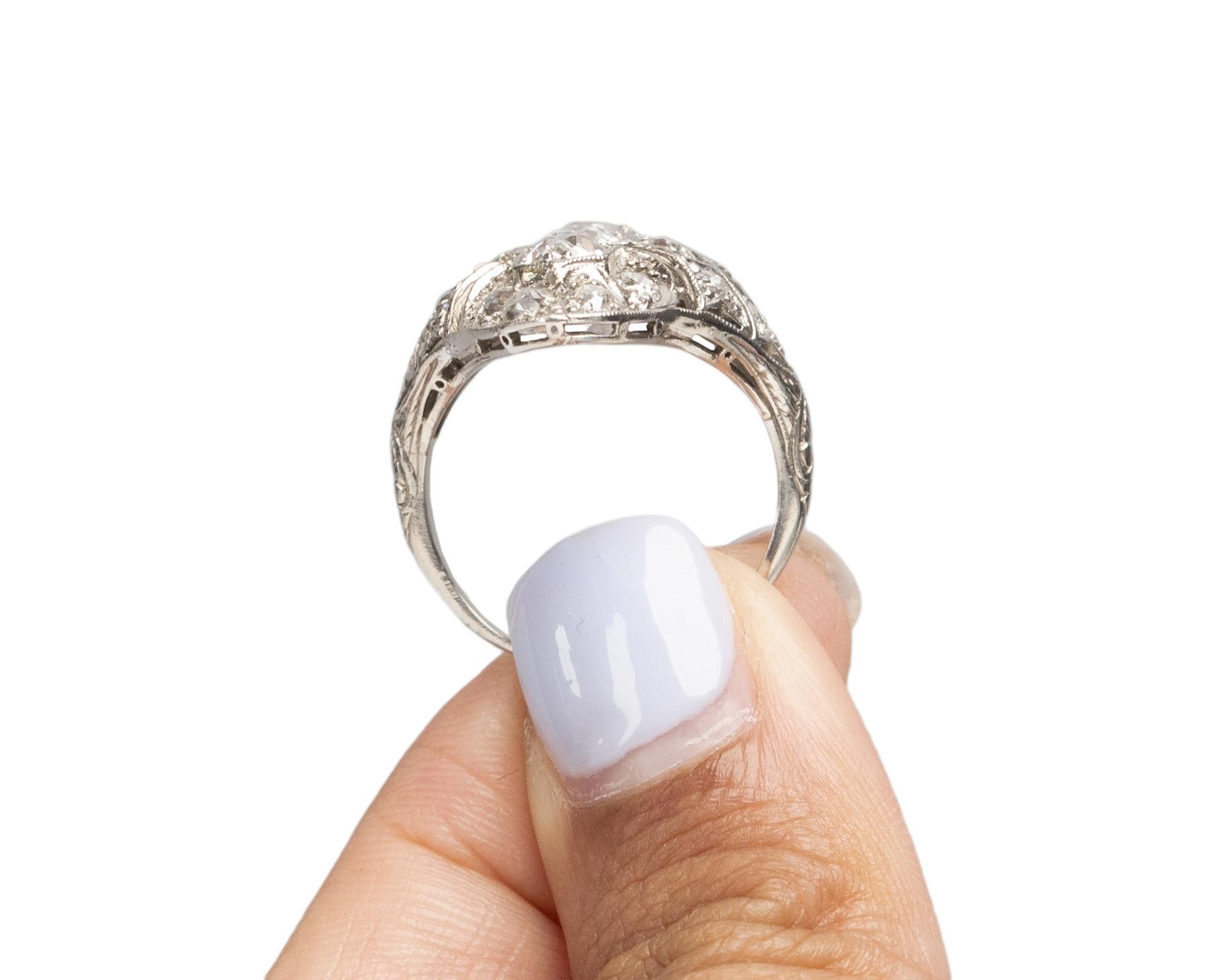GIA Certified 1.25 Carat Art Deco Diamond Platinum Engagement Ring For Sale 2