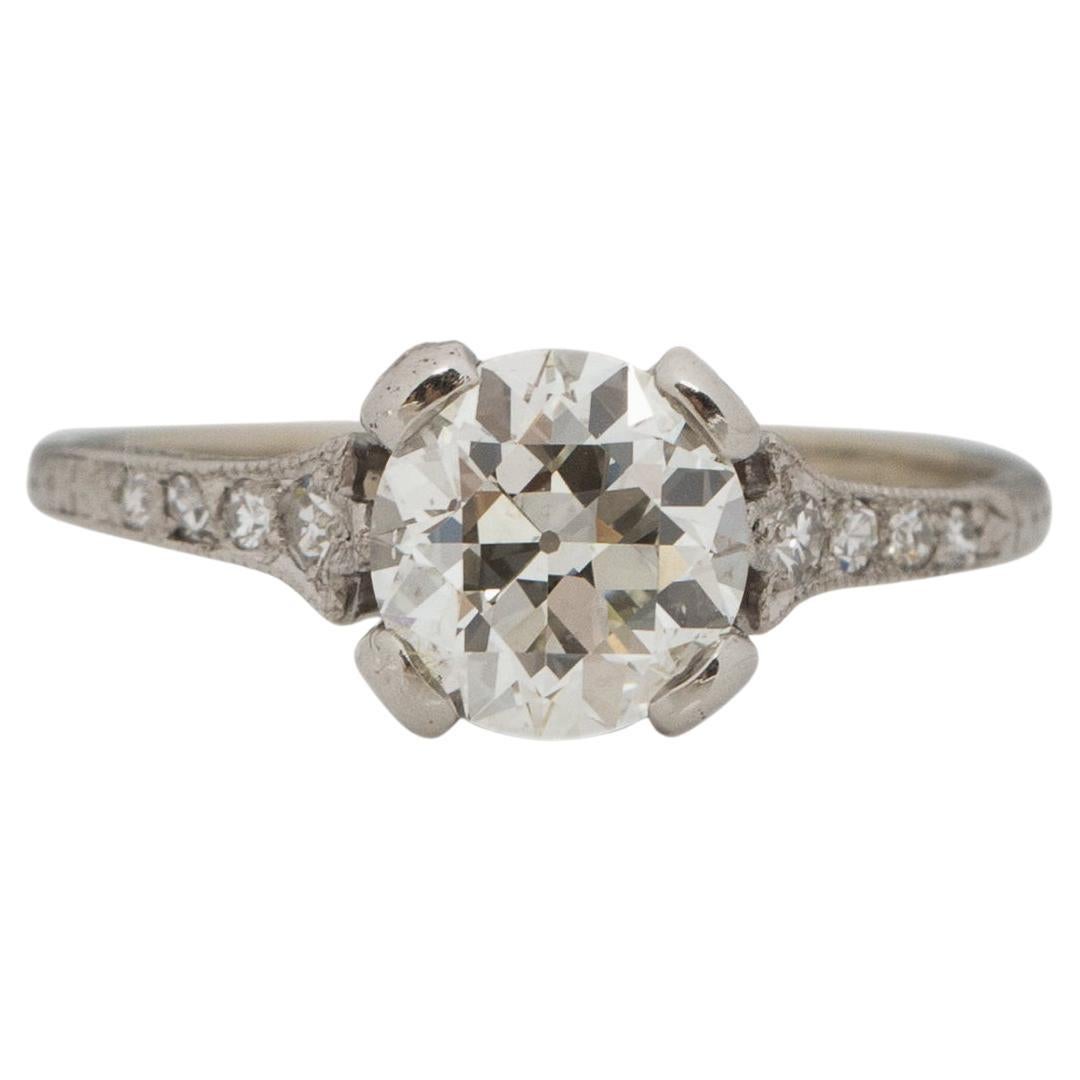 GIA zertifizierter 1,25 Karat Art Deco Diamant Platin Verlobungsring
