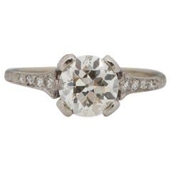 GIA Certified 1.25 Carat Art Deco Diamond Platinum Engagement Ring