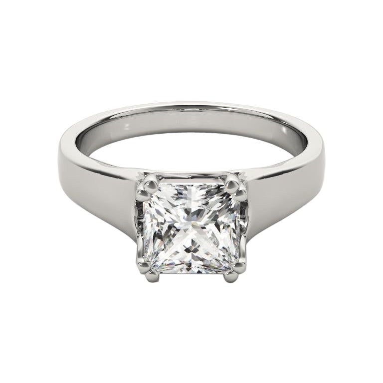GIA Certified 1,25 Carat Entwined Double Prong Princess Platinum Diamond Ring