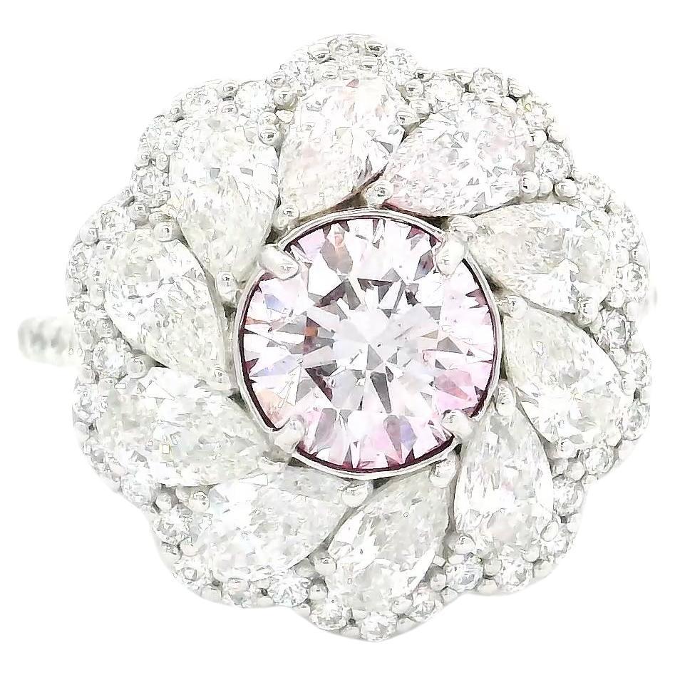 GIA Certified 1.25 Carat Faint Pink SI2 Clarity Diamond Ring For Sale