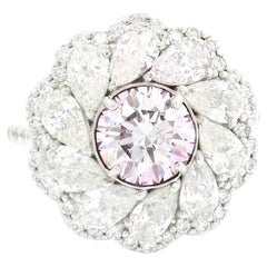 Bague en diamant certifié GIA de 1,25 carat, de couleur rose pâle et de pureté SI2