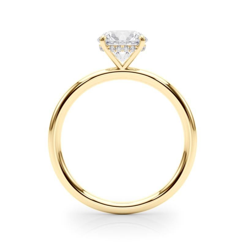 Anello con diamante solitario rotondo con alone nascosto da 1,25 carati certificato GIA In condizioni Nuovo in vendita a New York, NY