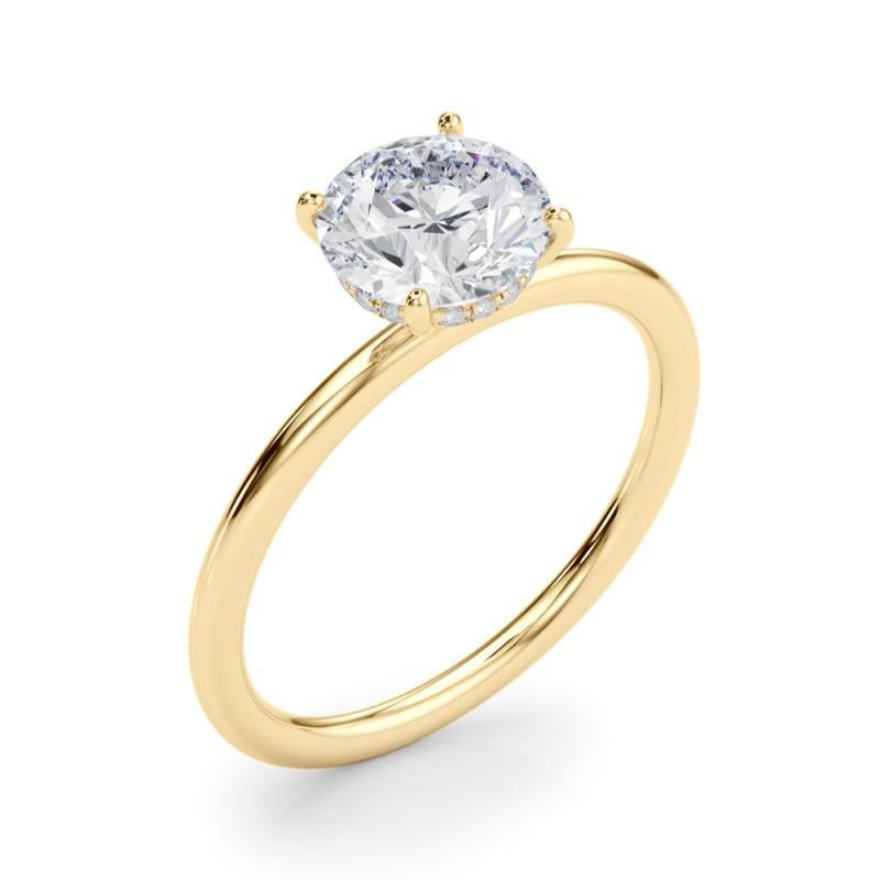 Anello con diamante solitario rotondo con alone nascosto da 1,25 carati certificato GIA in vendita 1