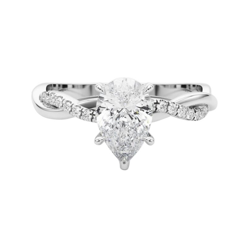 GIA Certified 1.25 Carat Pear Twisted Infinity Vine Diamond Ring