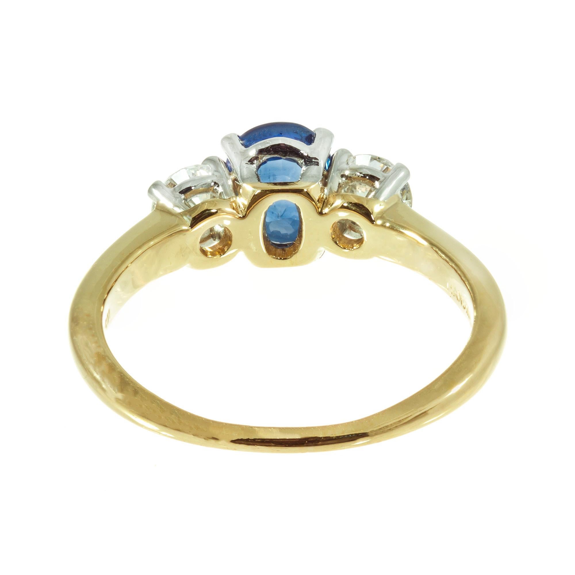Women's   GIA Certified 1.25 Carat Sapphire Diamond Platinum Gold Engagement Ring