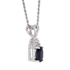 GIA Certified 1.25 Carat Sapphire Diamond White Gold Pendant Necklace