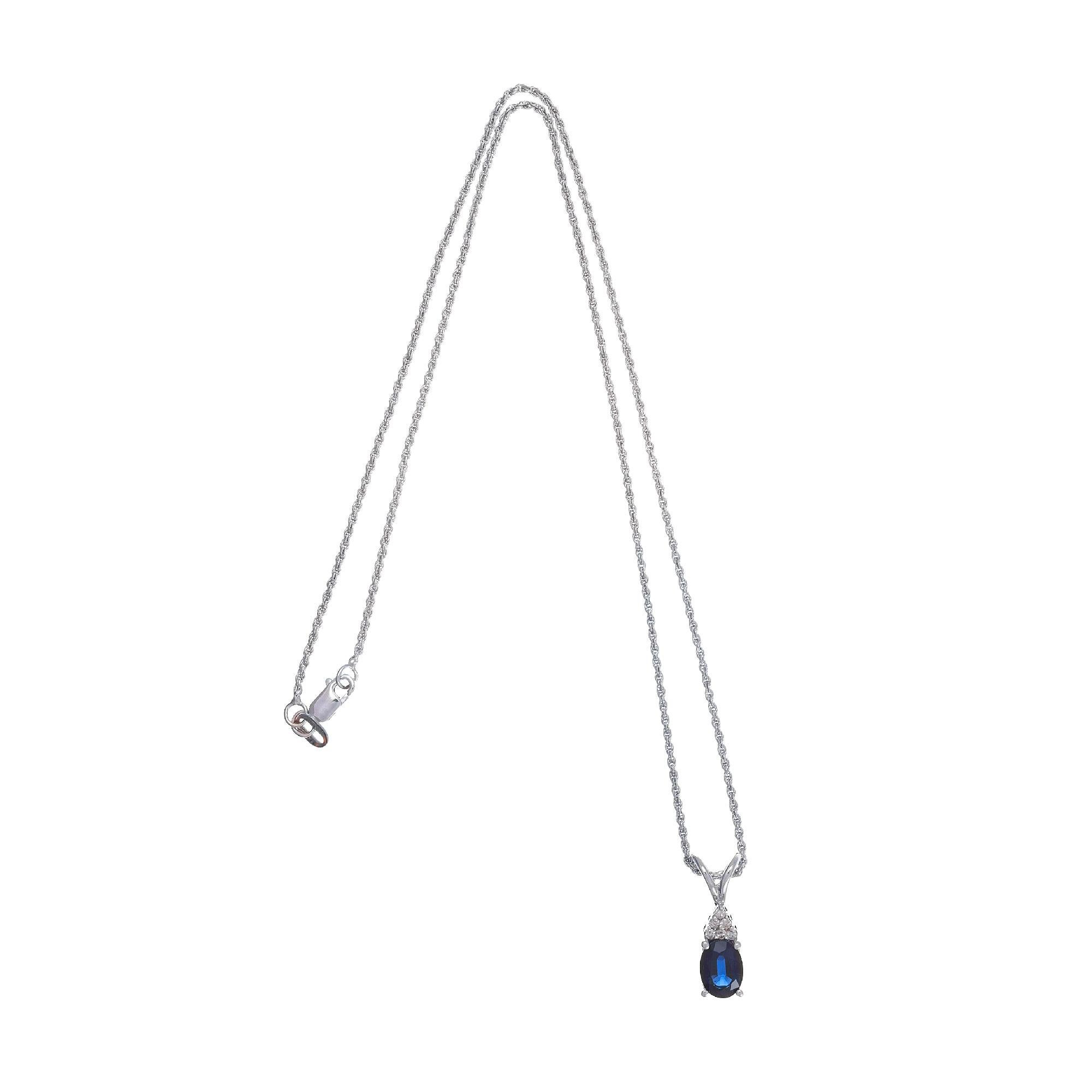 Halskette mit GIA-zertifiziertem 1,25 Karat Saphir-Diamant-Anhänger aus Weißgold Damen im Angebot