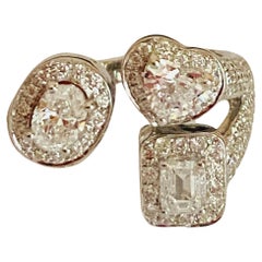 Anillo de cóctel de oro de 18 quilates con diamantes de 1,25 quilates certificados por el GIA
