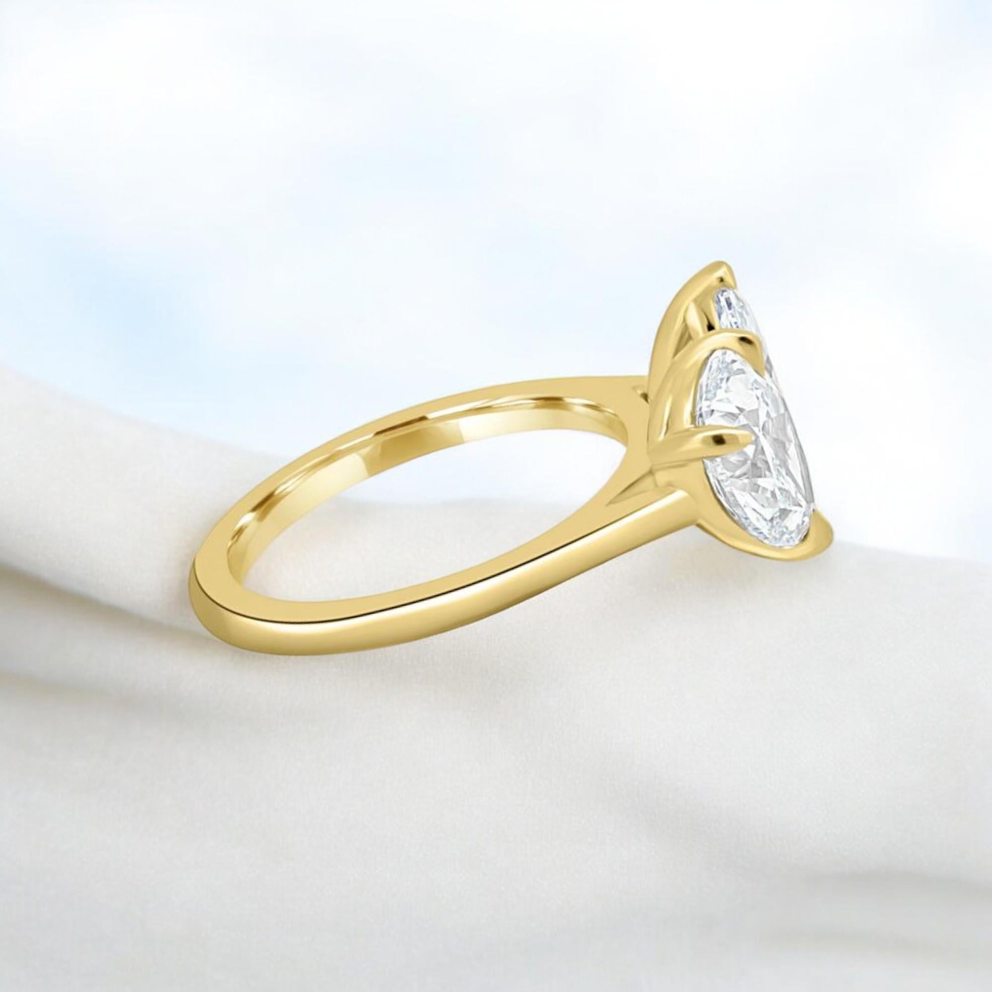 Taglio marquise GIA Certificato 1,25 carati F/VS1 Diamanti taglio marquise a pera Toi Et Moi Anello in oro 18 carati in vendita