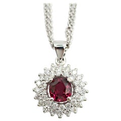 GIA Certified 1.25 Oval Ruby and Diamond Pendant