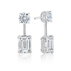 Pendientes de diamantes talla esmeralda de 12.50 quilates certificados por el GIA