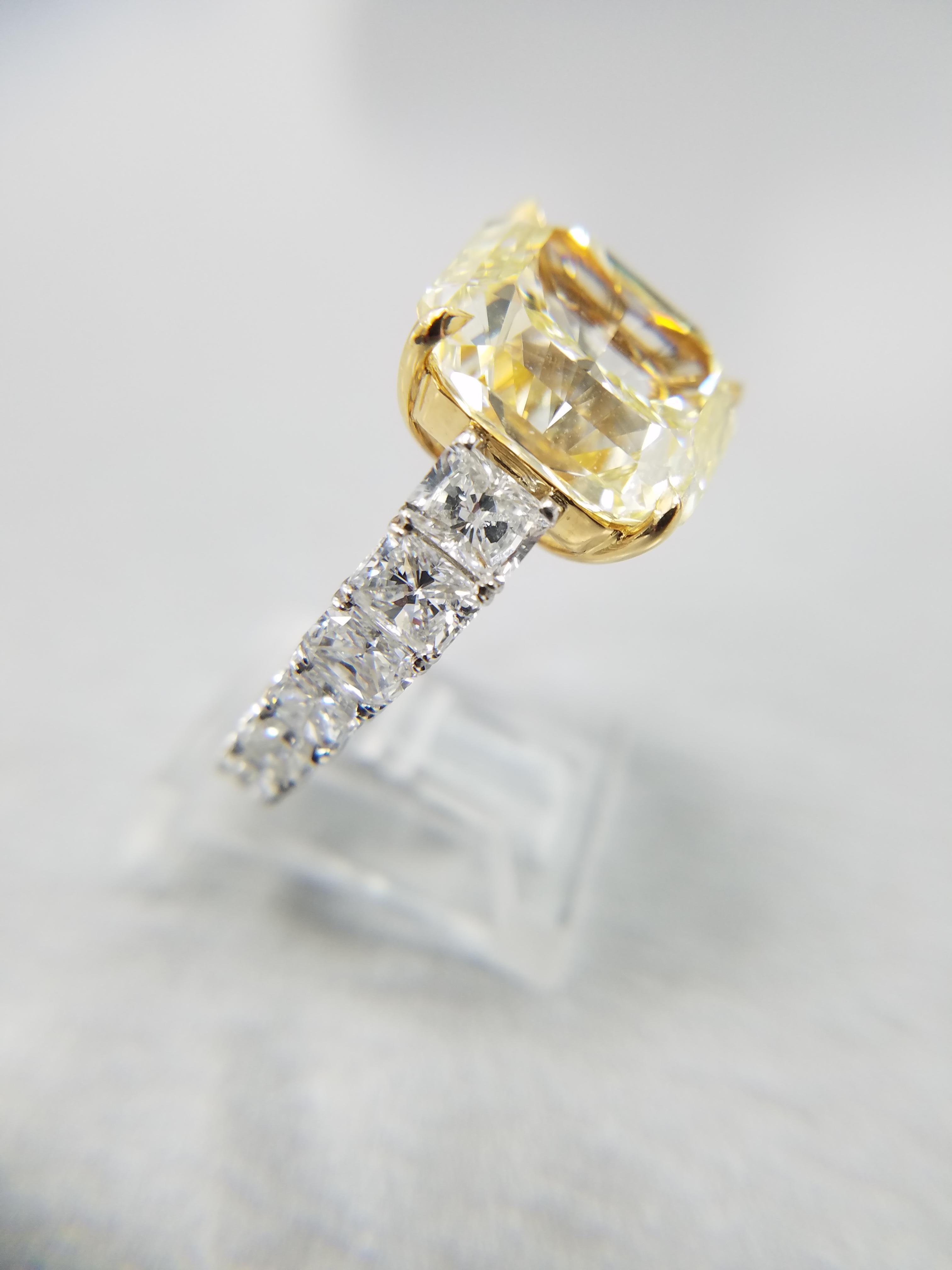 Radiant Cut GIA Certified 12.50 Carat Natural Fancy Yellow Radiant Diamond Ring