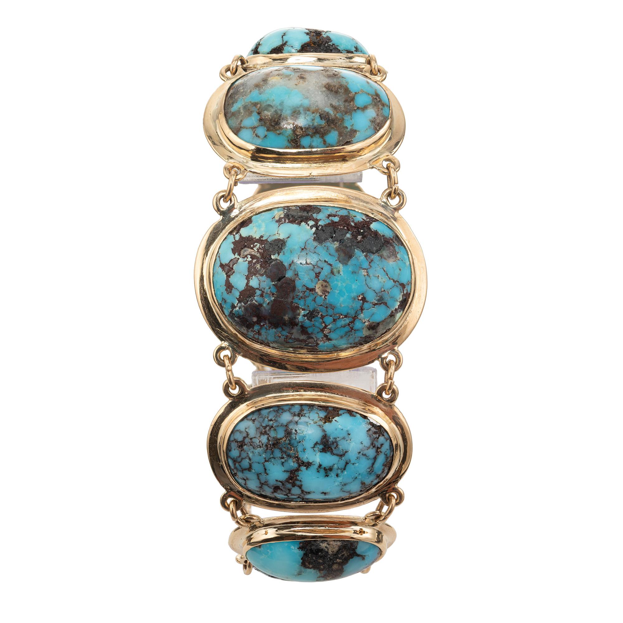 Donna Bracciale con pietre di turchese in oro giallo certificato GIA da 125,00 carati in vendita