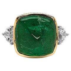 GIA Certified 12.52 Carat Emerald Fancy Diamond White and Yellow Gold Ring