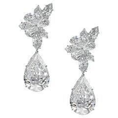 GIA Certified 12.52 Carat Pear Cut Diamond Stud Platinum Earrings D FLAWLESS