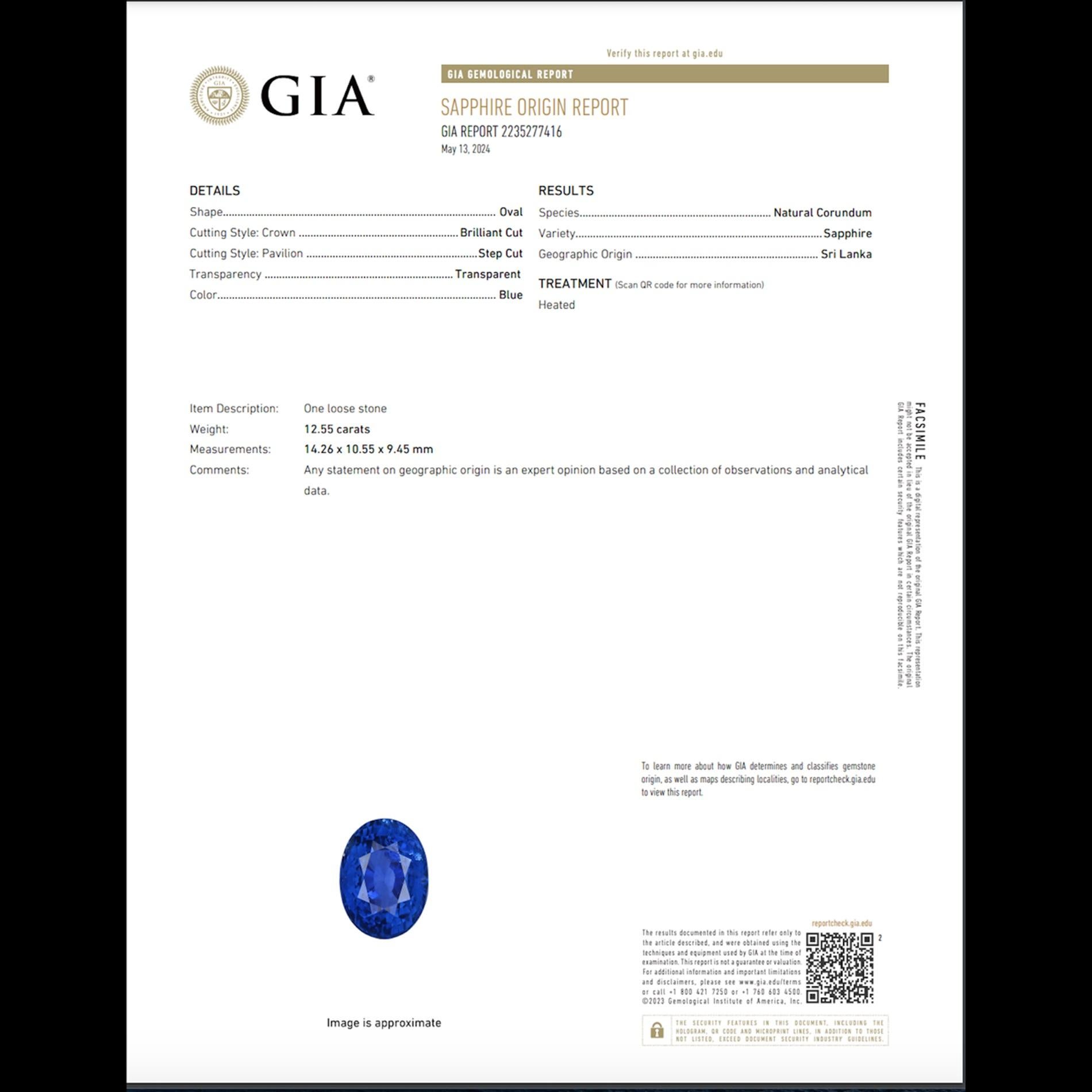 Modern GIA Certified 12.55 Carat No Heat Royal Blue Cushion Sapphire Ring For Sale