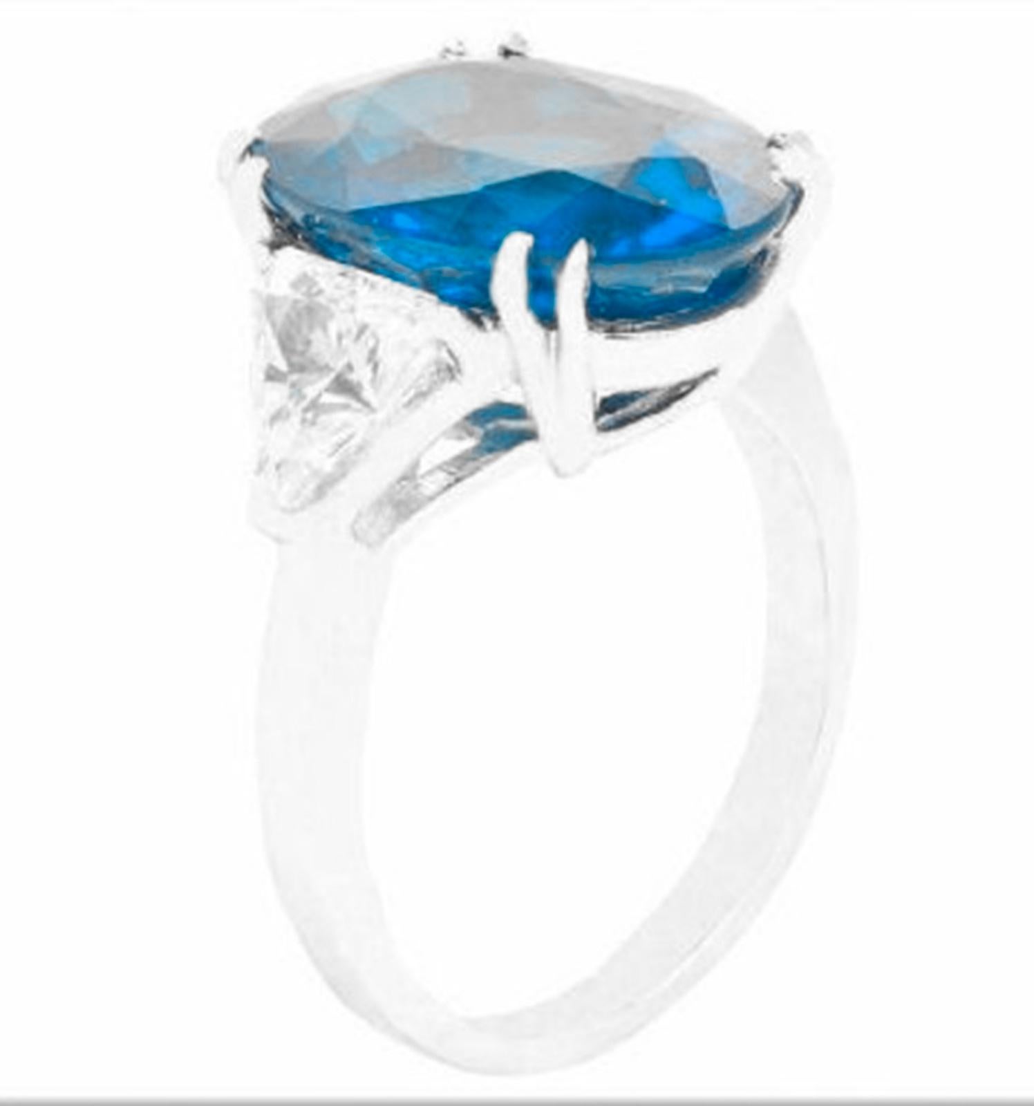 Oval Cut GIA Certified 12.55 Carat No Heat Royal Blue Cushion Sapphire Ring For Sale