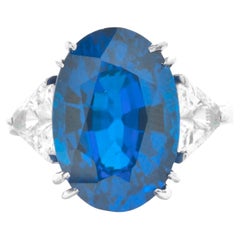 Anello con zaffiro blu reale a cuscino certificato GIA da 12.55 carati senza calore
